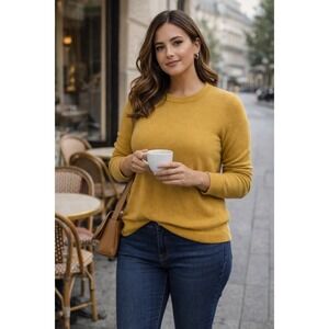 J.Crew Teddie Cotton-Wool Crewneck Sweater Women's Size S | Mustard Yellow Knit